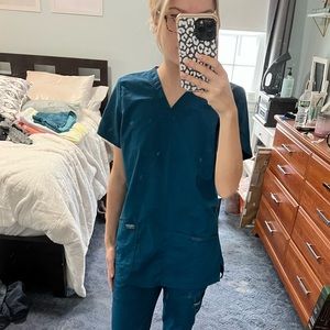 Small teal Cherokee authentic workwear scrub top